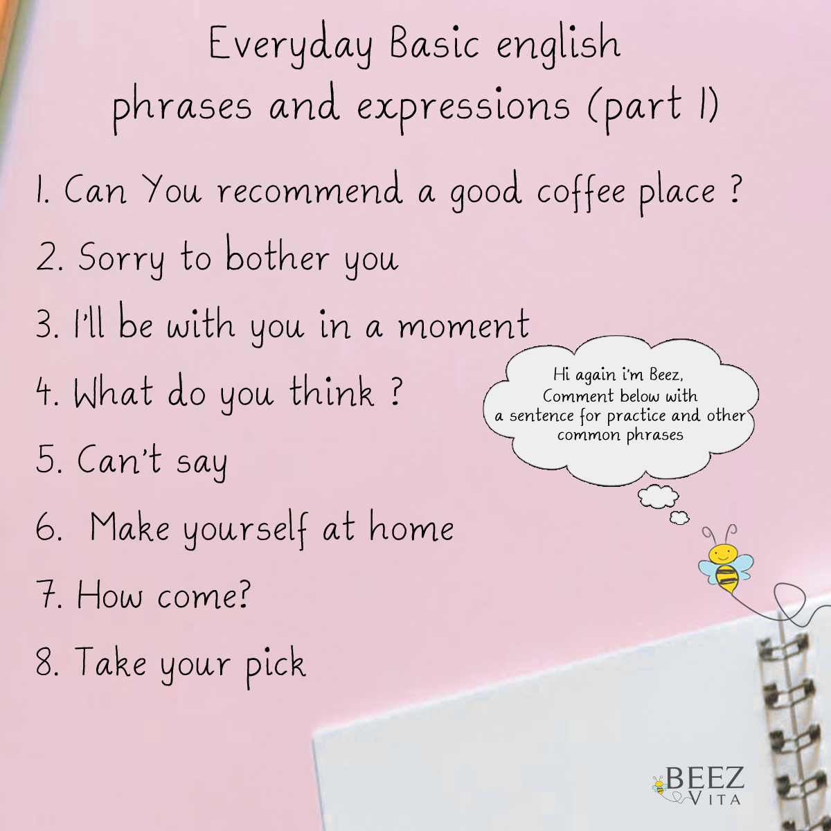 Beez Vita: Everyday Basic english phrases and expressions part 1